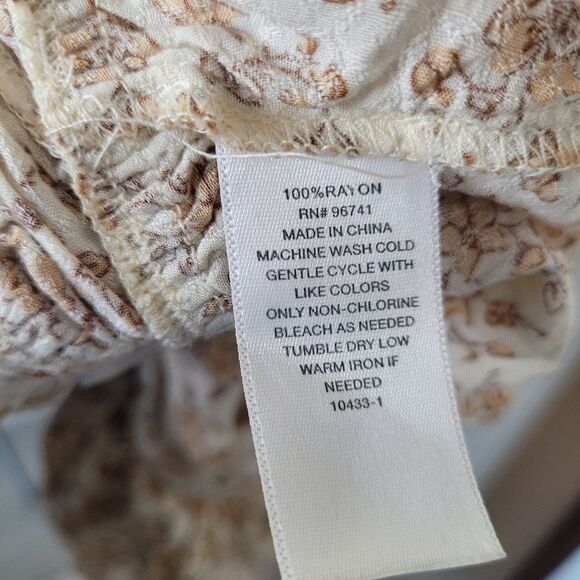 Arizona Floral Cropped Peasant Blouse Viscose Bohemian Gypsy Large Bloomcore - Picture 8 of 9